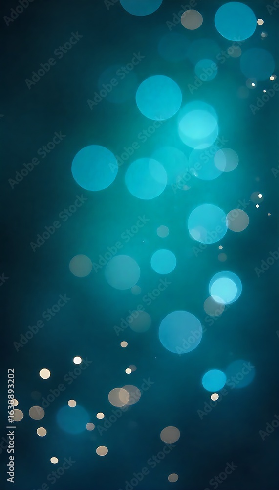 Aufkleber generative ai: abstract turquoise bokeh background with glowing orbs and ethereal light effects