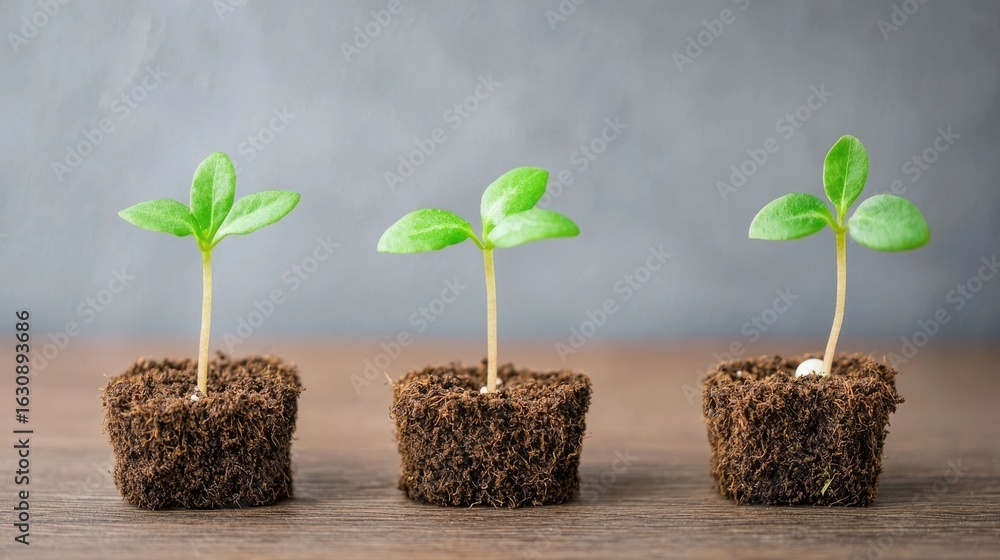 Poster timelapse concept of a seed growing into a plant captured in layers a visual representation of the l