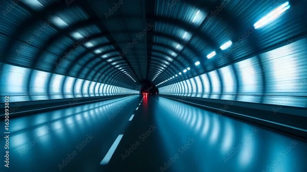 Poster futuristic tunnel with motion blur: a dynamic visual of speed and technology for innovation and tran