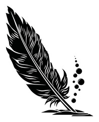 Fototapeta premium Elegant Feather Quill with Ink Droplets for Artistic Illustration