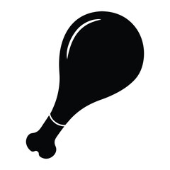 Black silhouette of a chicken leg on white background food