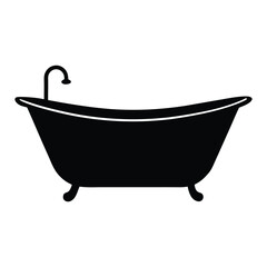 Black silhouette of a clawfoot bathtub with a faucet clawfoot tub white background