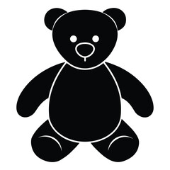 Black silhouette of a classic teddy bear with white outline details stuffed animal
