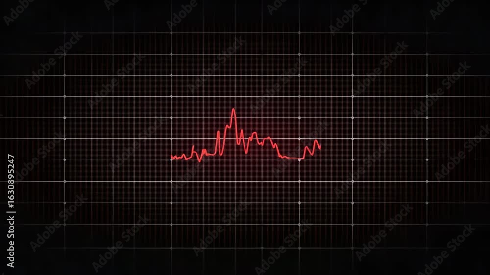 Poster animation of a red graph on a white grid against a black background - stock footage with empty space