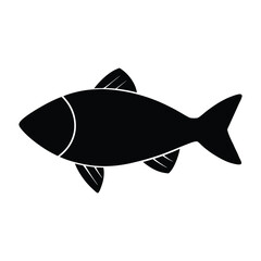 Black silhouette of a fish with white outlines on a white background vector