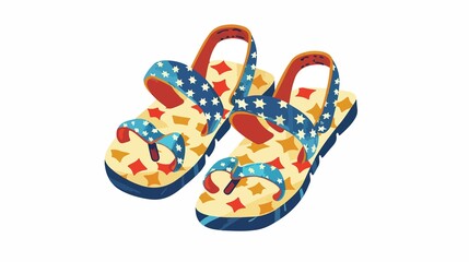 Fototapeta premium Step into summer with festive patriotic star-spangled sandals perfect for any warm-weather celebration