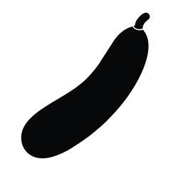Black silhouette of a single zucchini on a white background squash vegetable