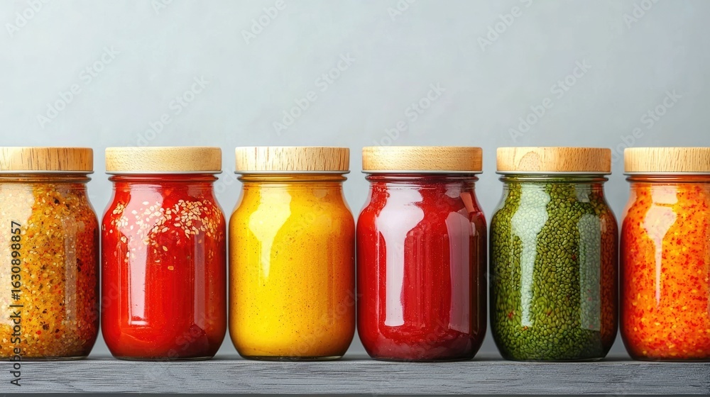 Poster neatly organized and visually appealing pantry with a variety of labeled glass jars and containers p