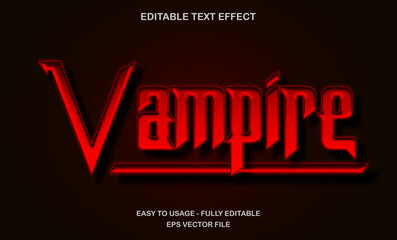 Vampire horror red gothic text effect editable vector