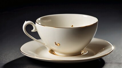 Obraz premium Elegant porcelain teacup with gold trim