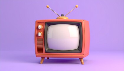 A vintage orange television set stands ready for viewing