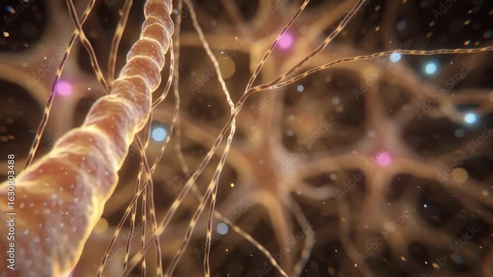 Wall mural neuron or nerve cell with an intricate network. perfect for projects related to science, technology,