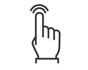 タップ動作を示す指のアイコン（波紋・線画・シンプル）| ベクター素材 編集可能 SVG