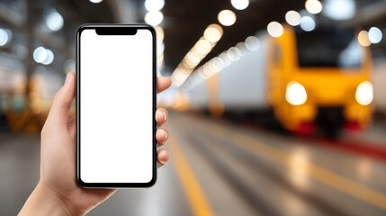 A transportation sector planner focused on logistics analytics with a blank-screen smartphone, clear background.