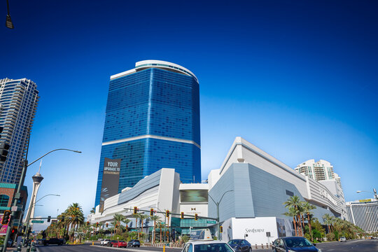 LAS VEGAS, AUGUST 21, 2024: The blue Fontainebleau Las Vegas tower dominates the North Strip, Fontainebleau Las Vegas is a casino and hotel on the Las Vegas Strip.
