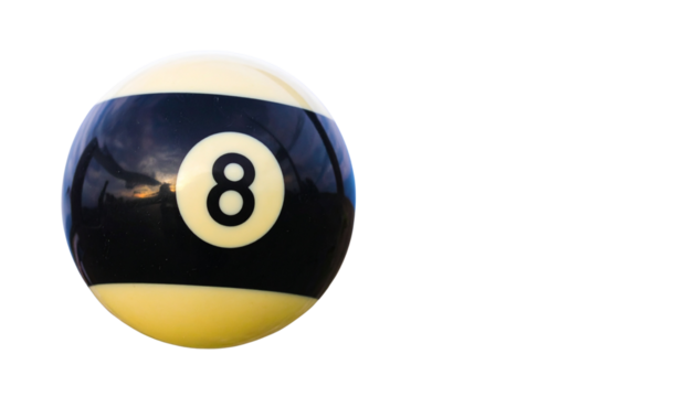 8 Ball Pool PNG, Billiard Cue and Black 8 Ball Isolated, Transparent Background, Snooker, Gaming, and Recreation