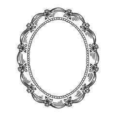 Original illustrations of ornate vintage rococo frames and coquettes, hand-drawn in a minimalist style.  for posters, cards, and graphic design.