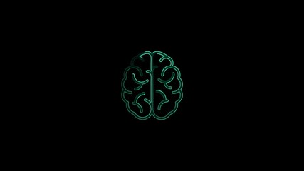 Neon brain icon animation with neon circle. Neon brain shape of an artificial intelligence concept. Human Intelligence and Creativity Symbol, - Powered by Adobe
