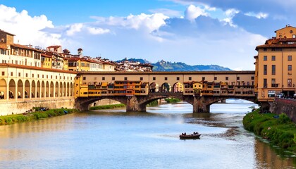 Italian city, bridge, river