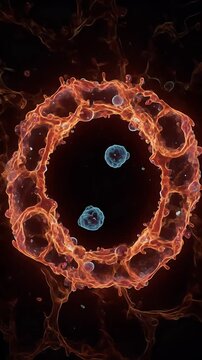 Abstract 3D Motion Design with Orange and Blue Glowing Spheres