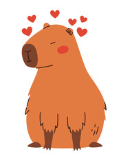 Cute capybara in childish style. Flat vector illustration.