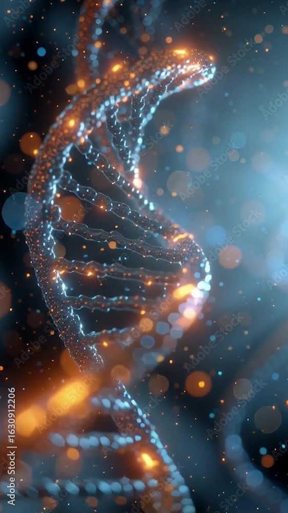 Wall mural vertical video visually captivating and stylized depiction of a dna double helix. ideal for projects