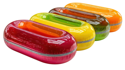 Color Splash: Array of Vivid Rafts in a Row