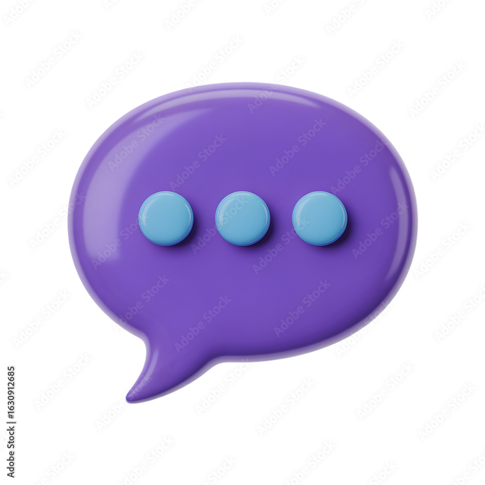 Poster modern chat bubble icon with three dots symbolizing conversation or thinking