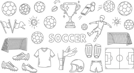 Vector illustration of a set of sport icons for a soccer world championship