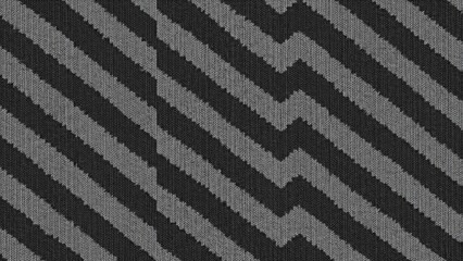 Monochrome textile with zigzag pattern, knitted texture background