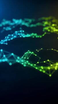 Abstract Network Connection Glowing Dots In Blue And Green Background