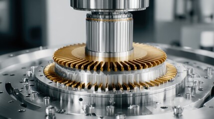 High-Precision Metal Gear and Shaft Assembly in Industrial Machinery with Modern Design and Engineering Excellence