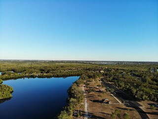 Naklejka premium Tampa, Florida USA - Nov 02, 2024: Tampa Apollo Beach Eg Simmons regional park landscape 