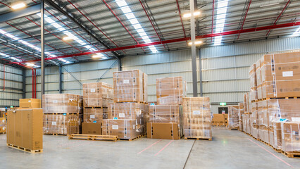 Carton boxes stored on the warehouse floor