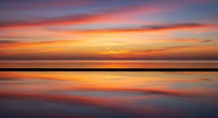 Colorful sunset over water