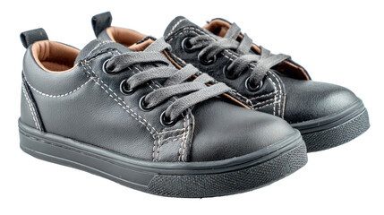 Kids school shoes with non-slip soles and padded interior transparent background