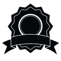 elegant rectangle badge label with top ribbon silhouette vector logo icon