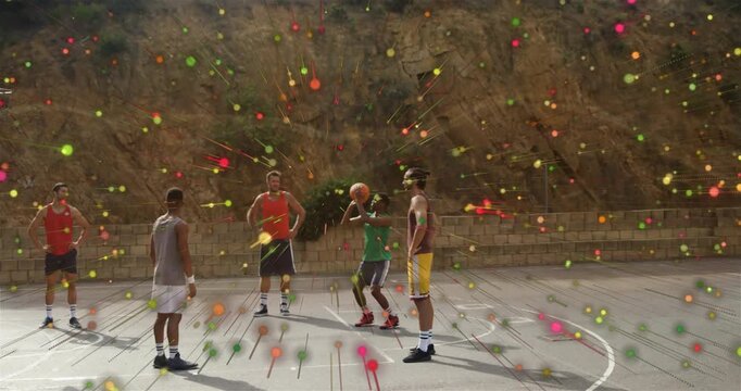Shooter dribbling and jumping for shot with rebounder catching ball for basketball practice