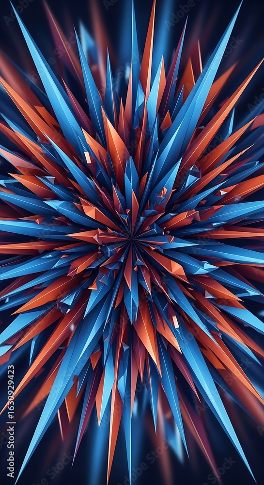 Aufkleber abstract geometric burst with dynamic blue and copper color tones creating a captivating visual