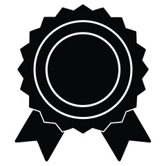 silhouette of a medal style premium badge silhouette vector logo icon
