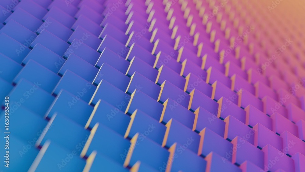 Poster abstract background featuring a dynamic 3d geometric pattern of interconnected blocks in a striking 