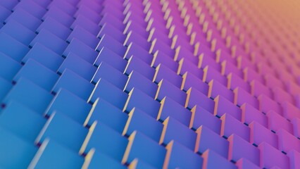 Obraz premium abstract background featuring a dynamic 3D geometric pattern of interconnected blocks in a striking purple and blue gradient, perfect for technology, innovation, or modern design projects