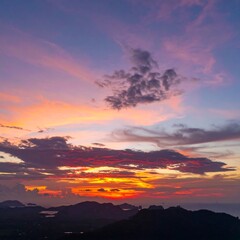 Dramatic sunset over mountains