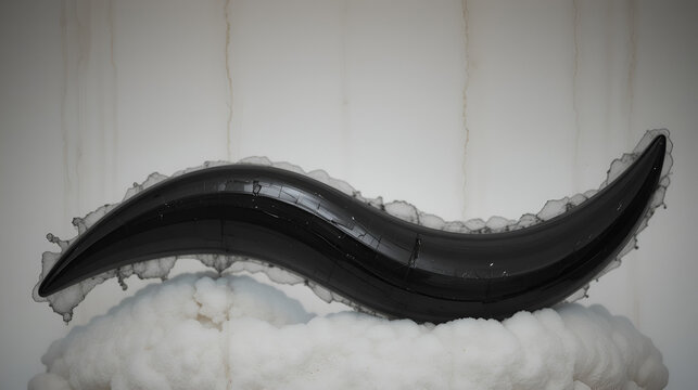 Filled black concave shape with long rounded side and concave opposite side.