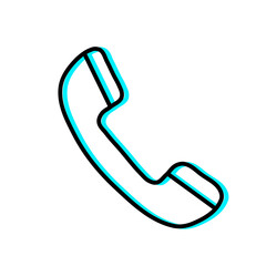 Neon Blue Phone Handset Outline Illustration