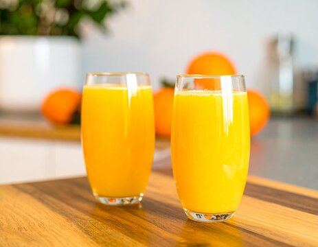 Beautiful, high-quality photograph of orange juice. Cinematic style, captivating angle, detailed, 1920x1080 resolution.