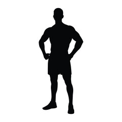 Silhouette of a Confident Male Athlete in a Standing Pose