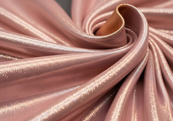Elegant Rose Gold Satin Fabric with Glitter Finish