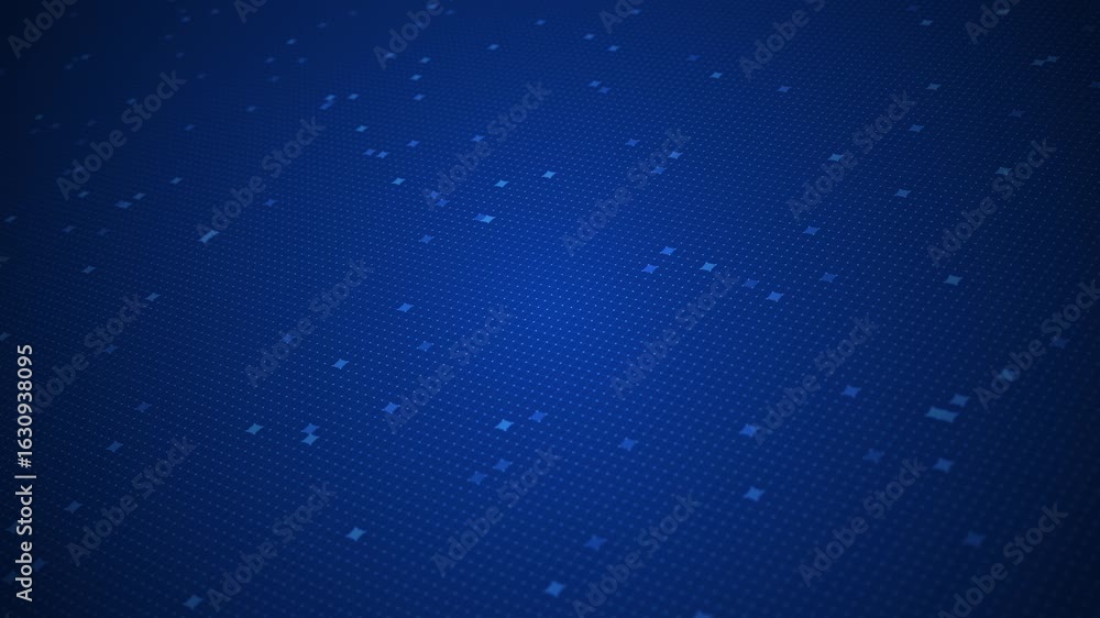Poster blue digital grid background with moving squares, perfect for tech, data, network, or futuristic the