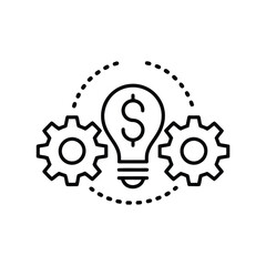 Lightbulb dollar sign gears dotted circle idea business